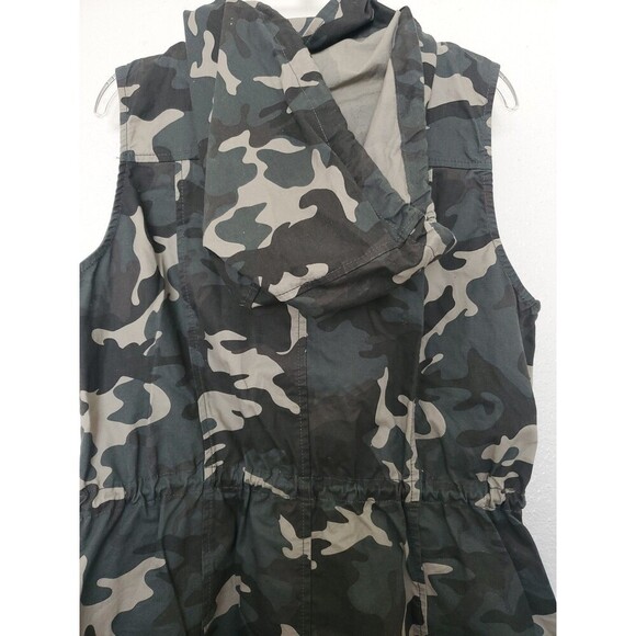 Active USA Womens Vest Small Camo Pockets Hooded Drawstring Waist Sleeveless - Picture 8 of 16